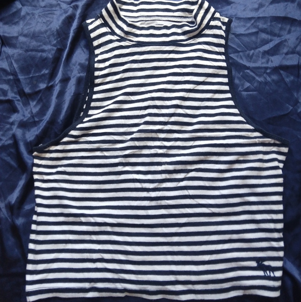Abercrombie & Fitch striped mock neck crop top